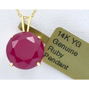 Genuine 4.77 Cts Ruby Pendant Solid 14k Yellow Gold
